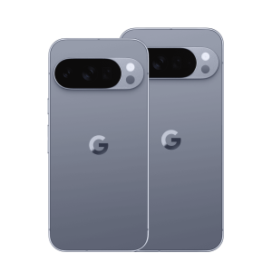 Google Pixel 10 Pro y Pixel 10 Pro XL en color gris piedra lunar, vistos por detrás