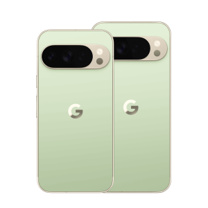 Google Pixel 10 Pro XL en color verde jade junto al Pixel 10 Pro, vistos por detrás