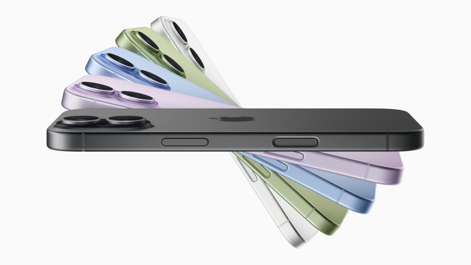 Los colores del iPhone 17 en abanico, vistos de lado