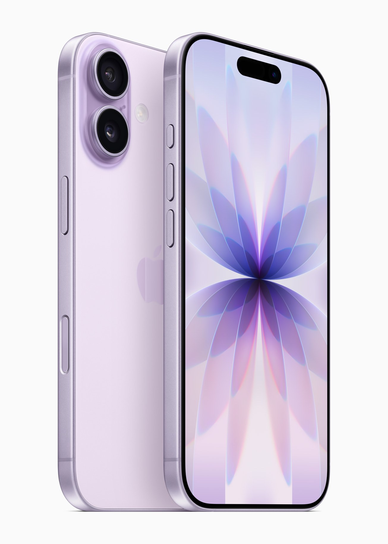 iPhone 17 en color lavanda visto por delante y por detrás