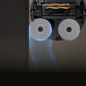 Vista inferior del Dreame L60 Pro Ultra con sus dos mopas giratorias extensibles