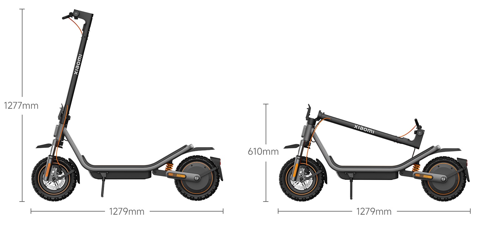 Dimensiones plegado y desplegado del Xiaomi Electric Scooter 6 Pro